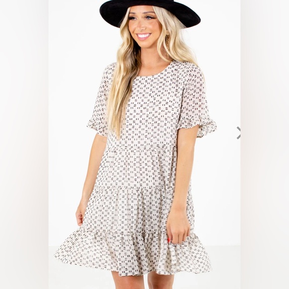 JODIFL Wander Cream Patterned Mini Dress | New No Tags | Size M - Picture 3 of 13